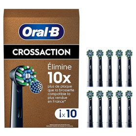 Oral-B Brossettes de Rechange Cross Action, lot de 10, Noires – Recharges Brosse à Dents Électrique Pro, Filaments pour Eliminer