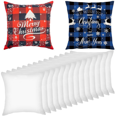 16 Pièces Housses de Coussin Vierges pour Sublimation 40x40 cm, Taies d’Oreiller Blanches Personnalisables en Polyester Peau de 