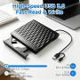 Lecteur CD DVD Externe pour PC USB 3.0 et Type C, Graveur Externe Optique Portable CD/DVD +/- RW Drive, Transmission Rapide DVD