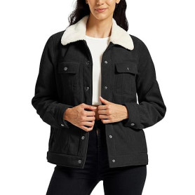 MoFiz Veste Polaire Femme Doublée en sherpa Blouson Hiver Chaud Vestes en Velours Côtelé à Boutons élégant décontracté et Poches