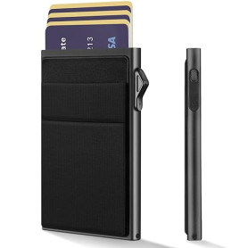 YESIIW Porte Carte Homme | Aluminium Pop Up Porte-Cartes avec Poche Billets de Banque | Automatique Portefeuille en Métal avec B