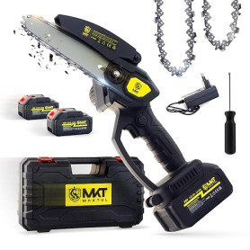 MAKTUL Mini Tronçonneuse à Batterie 6‘’/15cm, 8000 mAh (2x 4000mAh 20V), Coupe Branche Scie Électrique Élagueuse, Tailler Arbres