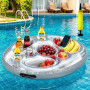 DAJASD Gonflable Porte Gobelet Piscine, 8 Trous Grand Plateau Piscine, 2 en 1 Porte-gobelet Gonflable avec Pompe À Air, 71X56cm