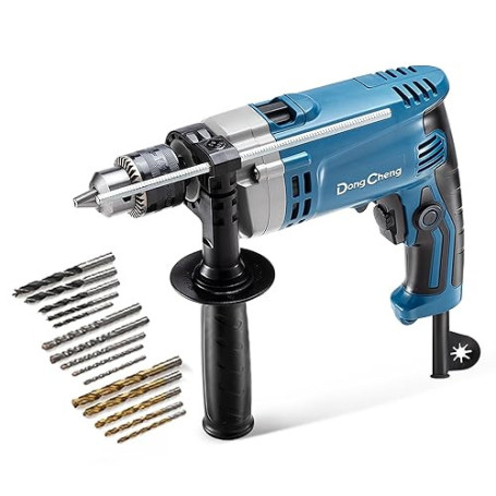 DongCheng Perceuse à percussion Marteau perforateur 710W,13 mm mandrin de perçage Perceuse à percussion 45,000 IPM, 3000 RPM ave