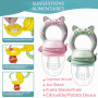 Grignoteuse Bébé Tetine Bebe - 2 Fruit Grignoteuses + 8 Tailles de Tétines Sans BPA, Tetine Grignoteuse Bebe Diversification Ali
