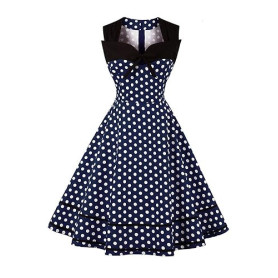 AXOE Femme Robe Vintage Années 50 Pin up Rockabilly Coton Guinguette Soirée Mariage