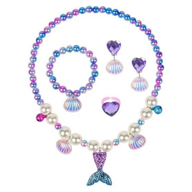 OSDUE Bijoux, Ensemble de Bijoux, Collier Bracelet Bague Boucles d'oreilles Set, Princesse Anniversaire Noël Cadeau