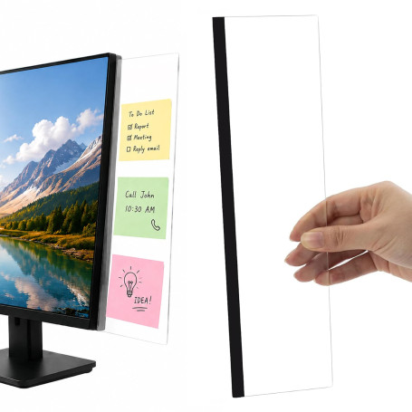 Lot de 2 Monitor Memo Board Transparent en Acrylique – Organisateur de Bureau Pratique pour Post It Transparent, Accessoire Bure