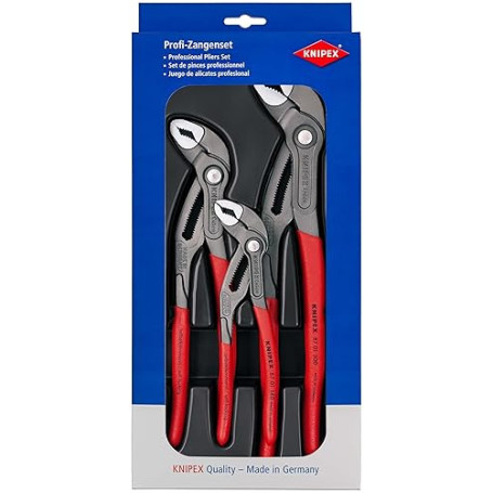 Knipex Jeu de pinces Cobra Jeu de pinces multiprises, 3 outils, 150 à 300 mm, autobloquante, set de pinces, multiprises, 00 20 0