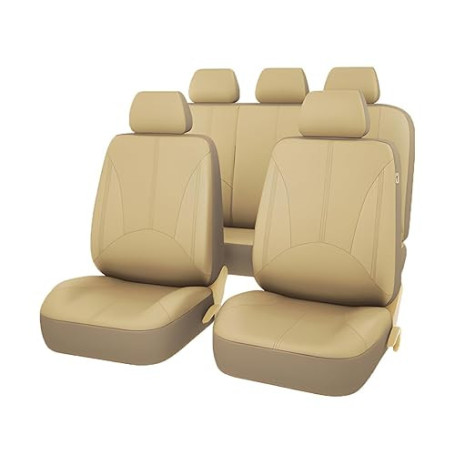 JNNJ 9 Pièces Housses de Siège Avant et Arrière, Ensemble complet de Voiture Imperméables Cuir, Housses De Siège De Voiture En C
