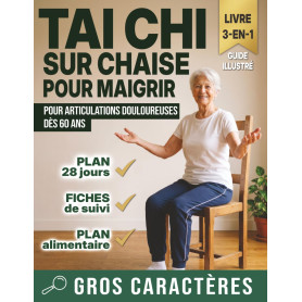 Tai Chi sur Chaise pour Maigrir: pour articulations douloureuses dès 60 ans. Livre 3-en-1, gros caractères, plan de 28 jours, fi
