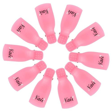 Hanyousheng 10 pièces Acrylique Nail Art Clip Tremper Hors Clip Capuchon,Pince à Ongles Dissolvant,Pour le Nettoyage des Ongles