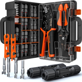 SOMELINE Pince à sertir, Outils de Sertissage Solaires Pour 2.5/4/6 mm² Cable Solaire, avec 12 Paires de Connecteurs Solaires, 1