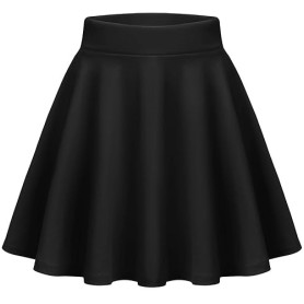 Zeagoo Jupes Femme Short Jupe Basic Taille Elastique A-Ligne Mini Jupe Courte Patineuse Jupe Casual Skirt