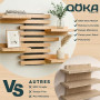Qoka Crafts Étagère Murale Flottante Modulable en Tasseaux Bois Massif - Tablette Décoration Design pour Chambre, Cuisine, Salon