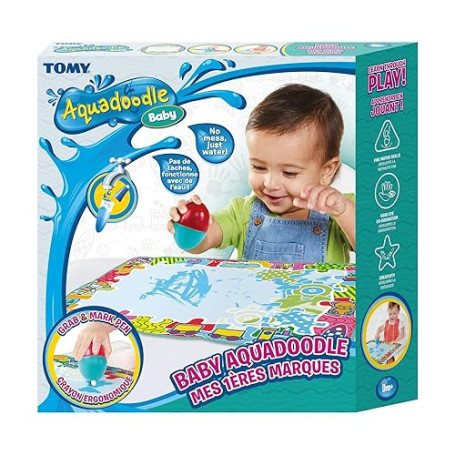 TOMY AquaDoodle Mes 1ères marques - Tapis de Dessin à l'eau pour Bébé, Jeu officiel de TOMY de Coloriage et de Dessin, Non salis