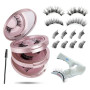 Chlffua Kit de Faux Cils Magnétiques Rose, Faux Cils au Look Naturel avec Applicateur, Demi-Cils et Cils Complets, Réutilisables