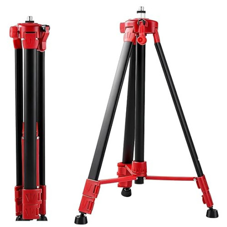 Uadme Trepied Chantier 150cm pour Niveau Laser, Pied de Laser Télescopique, avec Filetage 5/8" à 1/4", Trépied Réglable Portable