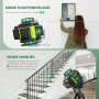 Niveau Laser Chantier Autonivelant 360° x 4, Lazer Niveaux 4D 16 Lignes Laser, Autonivellement et Mode Pulsé Extérieur, 2 x Batt