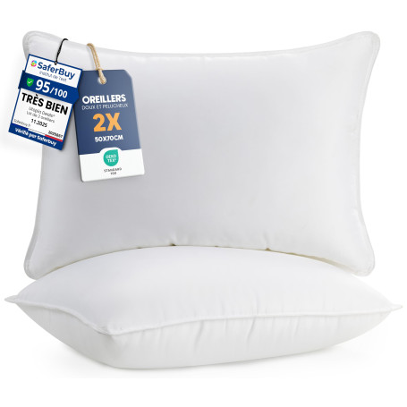 Utopia Bedding Pillow (Lot de 2), 50 x 70 cm, Oreiller de Sommeil, Coussin Respirant et Doux (Blanc)