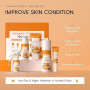Ensemble de Soins de la Peau au Curcuma et à la Vitamine C, Set de Soin du Visage 5 en 1 pour Femmes avec Nettoyant au Curcuma,