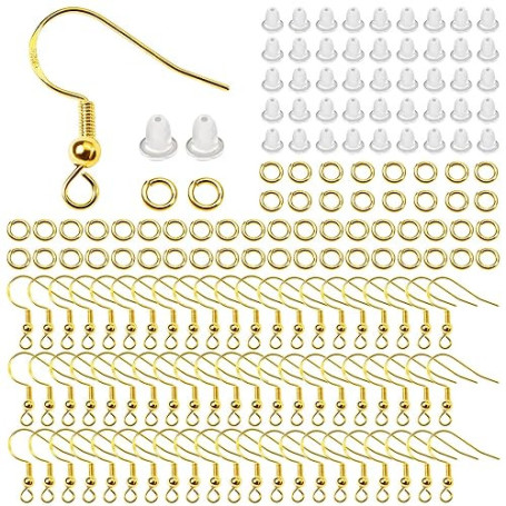 TOAOB 300pcs Crochet de Boucle d'oreille en Plaqué Or 925 Argent 18mm avec Boule à Ressort et d'anneaux Ouverts 4mm et Fermoirs