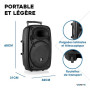 Vonyx Verve38 Enceinte Sono Portable 800W, Enceinte Bluetooth Puissante, 2 Micros sans Fil UHF, Poignées et roulettes de Transpo