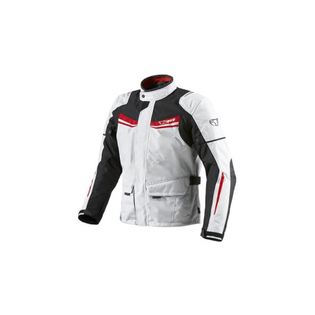 Jet Blouson Veste Moto Homme Imperméable Avec Armure Textile Aquatex (Blanc Rouge, XL (EU 52-54))