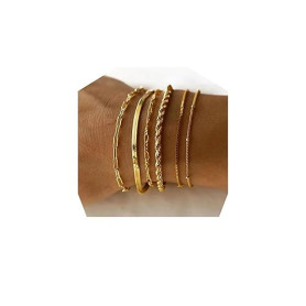 Sunderfect Ensemble de Bracelets Femme en Acier Inoxydable - Bijoux Or Étanche - Style Cuban Paper Clip