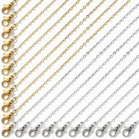 GEEHUA Lot de 20 colliers en acier inoxydable pour femme - 45 cm - Argent et or - Chaîne à maillons - Avec fermoir mousqueton -