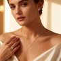 Bcenoilua Ensemble de Bijoux Femme Zircon Cubique Acier Inoxydable Plaqué Or 18K Argent Coeur Pendentif Boucles d'oreilles Brace