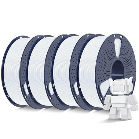 SUNLU Filament PLA Haute Vitesse 1.75 mm pour Imprimante 3D Rapide, HS-PLA, 4KG, Paquet de 4, Blanc