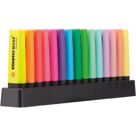 STABILO BOSS ORIGINAL - Surligneur - Set de bureau x 15 Surligneur fluo et pastel assortis
