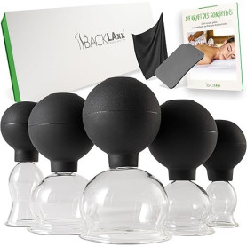 BACKLAxx ® Set De Ventouses En Verre Avec Poire En Silicone Et Grattoir Fascia | Ventouse Cellulite Et Ventouse Massage Pour Cor
