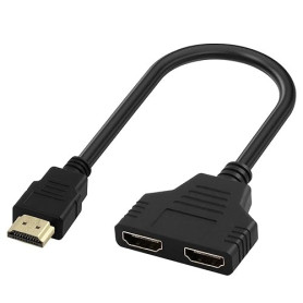 Oupdate Câble Adaptateur Repartiteur HDM 1080p Mâle vers Double Femelle Sorties Prise avec Câble 30cm Doubleur Splitter HDM HUB
