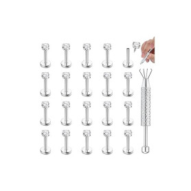 CASSIECA 20Pcs 16G Piercing Labret Levre Piercing Tragus Acier Inoxydable Piercing Oreille Piercing Helix Piercing Conch Percing