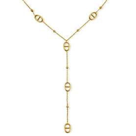 Générique Collier Y Maille Marine Grain De Café Chaine d'Ancre - Acier Inoxydable - Femme et Ado - Doré - Argenté - Sautoir - Te