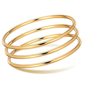 Gamtic 3Pcs Jonc Acier Inoxydable Femme - Bracelet Femme Jonc Rond Plaqué Or 18K Brillant Empilable Ensemble de Bracelets Etanch