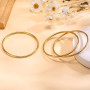 Gamtic 3Pcs Jonc Acier Inoxydable Femme - Bracelet Femme Jonc Rond Plaqué Or 18K Brillant Empilable Ensemble de Bracelets Etanch