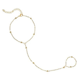 Mikovivi Bracelet à Anneau, Chaîne de Main en Or Bracelet à Main Réglable Chaîne de Bague de Doigt Acier Inoxydable Bijoux de Ma