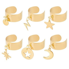 UNICRAFTALE Bague Breloques Bague Acier Inoxydable Étoile Boulon Foudre Pendentifs Bague Anneaux Réglables Bague pour Femme Manc