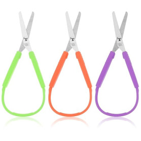 Ouligay 3 Paires de Ciseaux à Boucles Avec Poignée, à Ouverture Automatique, de Sécurité pour Enfant à partir de 2 Ans - École e