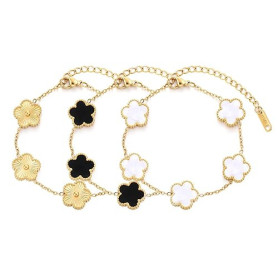 LIUYIDM Plaqué 18K Bracelet Femme Bijoux Trèfle Porte-Bonheur Cadeau Femme Bracelets Empilables pour Les Mariages Anniversaires