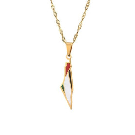 LUTAKU Collier avec pendentif carte d'Israël et de Palestine pour homme et femme