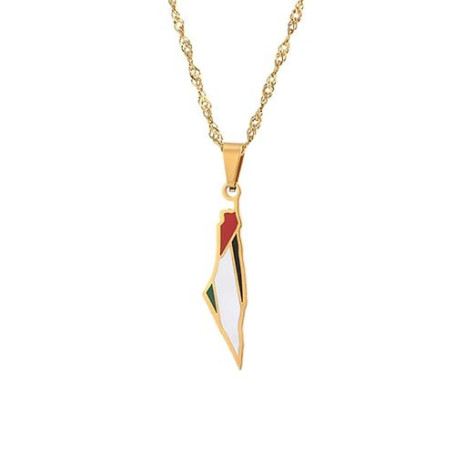 LUTAKU Collier avec pendentif carte d'Israël et de Palestine pour homme et femme
