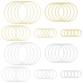 CRAFTYMELODY 300 pièce 10 styles de Boucles D'Oreilles Rondes Anneaux Créoles en Or et Argent Accessoires de Boucles D'Oreilles