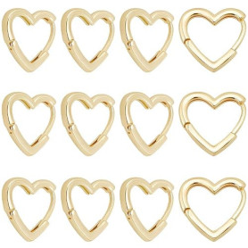 Beebeecraft 6 Paire de Boucles d'oreilles Créoles en Forme de Cœur en Laiton Plaqué Or 18 carats pour Femme Bijoux Cadeaux de Sa