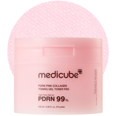 medicube Salmon DNA PDRN Pink Collagen Jelly Pads – Pad tonifiants avec Niacinamide, Madecassoside & Rétinol – Calment & illumin