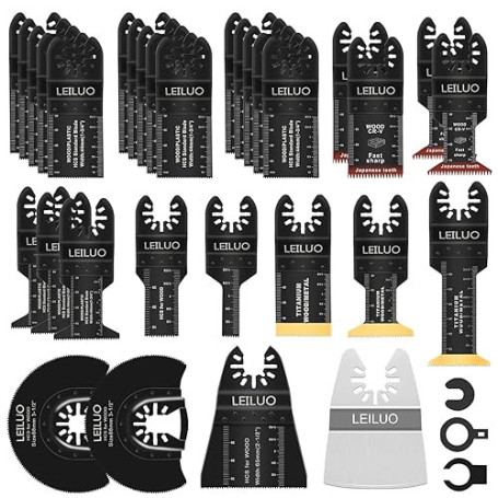 LEILUO Lot de 34 Accessoires Oscillants Pour Outils Multifonctions Pour Clous en Bois Fixations Universelles Avec Sac De Rangeme