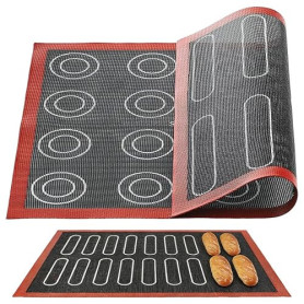 Tapis de Cuisson, Tapis Silicone Patisserie 40x30cm, Tapis Patisserie Antiadhésif et Réutilisable pour Macarons, Biscuits et Cho